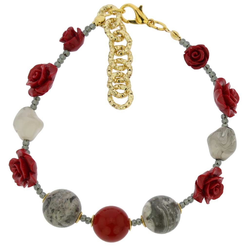 Glass Of Venice Murano Glass Rosa Di Marmo Bracelet