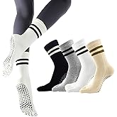 CIENCHENSOX Pilates Socks for Women, Non Slip Yoga Five Toe Grippy Socks for Hospital Barre Sticky Gym Slipper Socks 4 Pairs