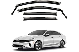 GrandWheel Co Smoke Tinted In-channel Side Window Vent Visor Deflectors Rain Guards Compatible with Kia K-5/K5 2021-2022 - 4pcs. GW0166"