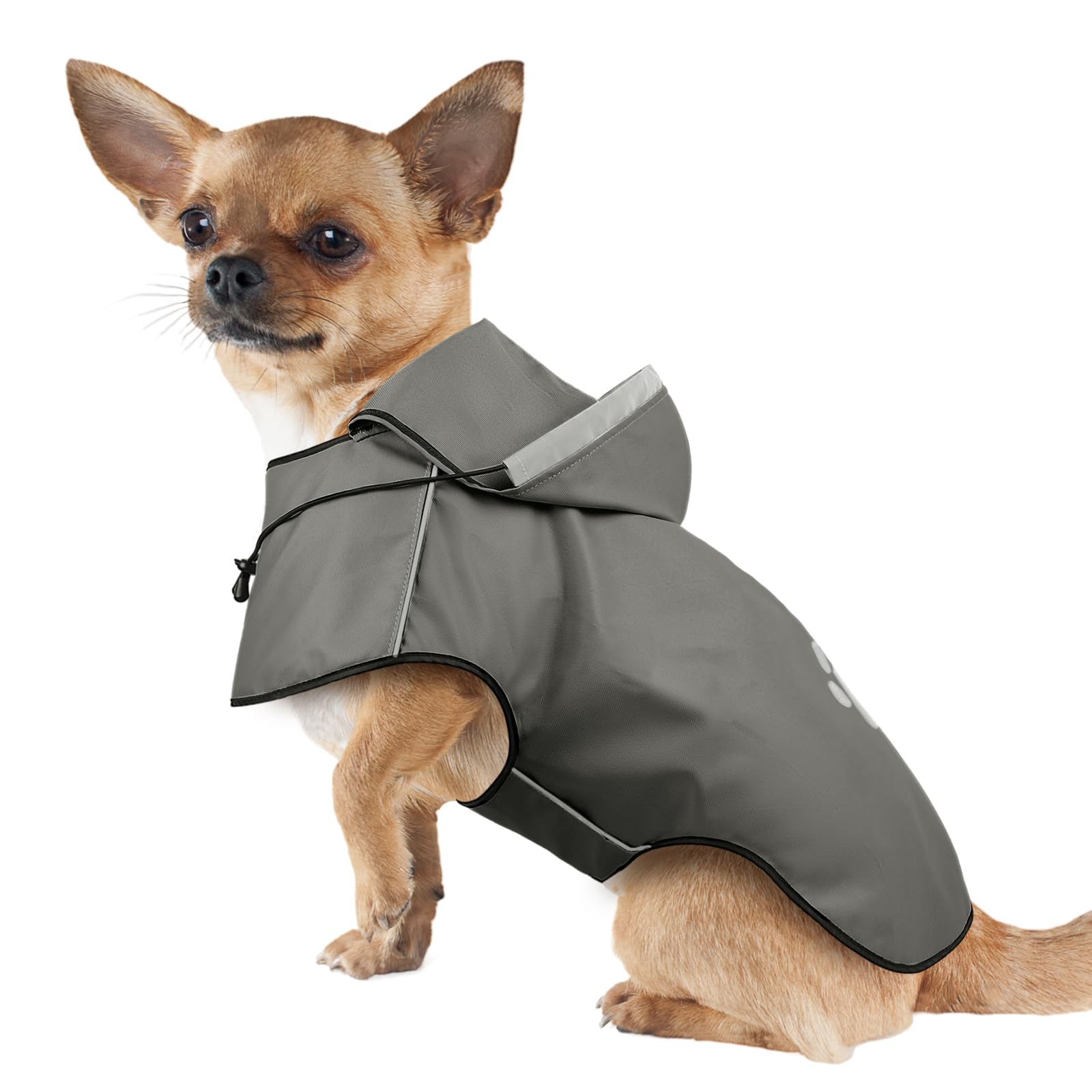 Dog Jacket Waterproof Coat for Medium Dogs, Ayaseen Adjustable Reflective Dog Raincoat with Leash Hole/Hoodie/Reflective Strip, Soft Lightweight Hood Rain Coat (Gray, M)