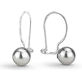 AeraVida Sterling Silver Polished 7mm Ball Drop Earrings | Minimalist Hook Lock Leverback Drop Earrings for Women | Lightweight Dangle Sterling Silver Jewelry Gift
