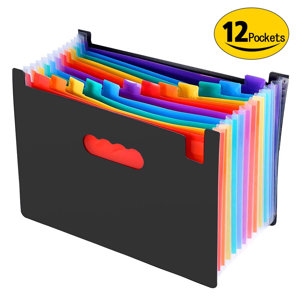 DAMIGRAM Expanding Files Folders, Portable Rainbow A4 Filing Organiser