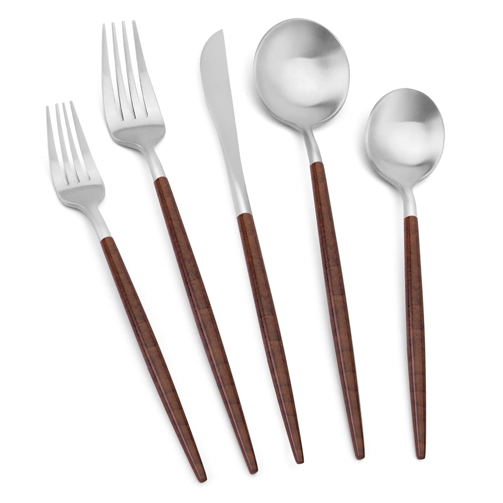 Photo 1 of Silverware Set with black handle, Vanys 30 Piece Stainless Steel Cutlery Flatware Set, Kitchen Utensil Sets for 6, Tableware With Knife Spoons And Forks Set, Satin Finished Polished