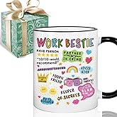 Puouoonyi Work Bestie Galentines Day Gifts for Women Coworker Friends, Thank You Friendship Gift for Coworkers Friends Birthday, New Job Farewell Mug Gifts 11oz
