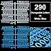[Clearance] Felt Letter Board 10x10 inch Oak Frame Changeable Letter Board with Stand Wall Mount Hanging Rope, 290 Blue White Letters