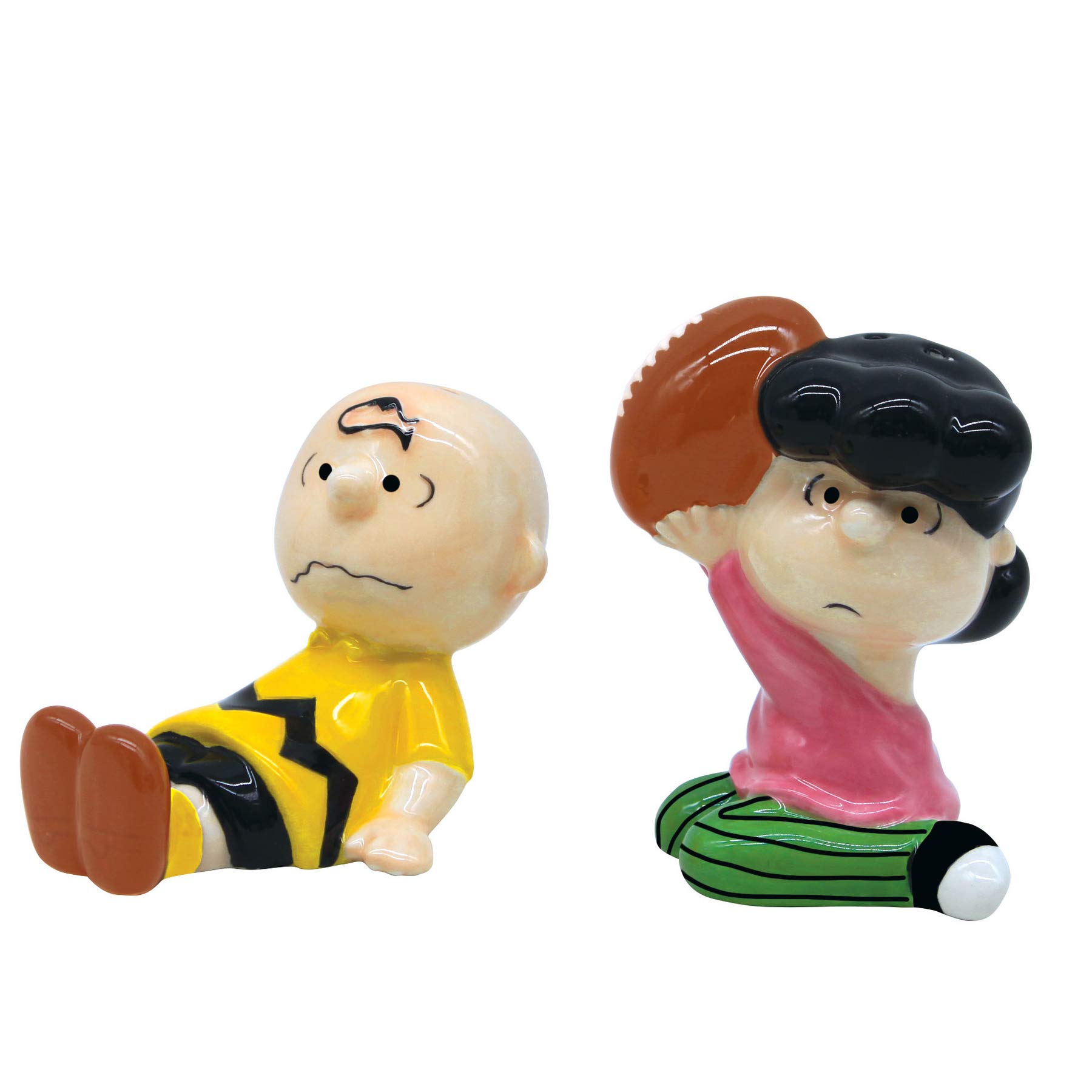 Department 56 Peanuts Ceramics Charlie Brown and Lucy Van Pelt Salt and Pepper Spice Shaker Set, 3.25 Inxh, Multicolor