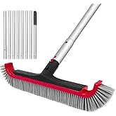 Swimming Pool Brush with Pole - 17.5" Wall Brush with 10FT Adjustable Aluminum Pole, Nylon Bristles, Curved Ends, EZ Clip Handle, Pool Brush for Cleaning Walls, Tiles & Floors