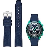 HEYOZURY Watch Bands for Omega X Swatch Moonswatch Watch 20mm Curved Rubber Strap Silicone Watch Band Men Women Replacement Bracelet Omega MoonSwatch Speedmaster No Gap Strap