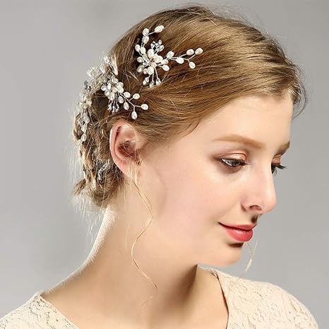 Buy Campsis Rhinestone Bride Wedding Hair Pins Pearl Bridal Hair