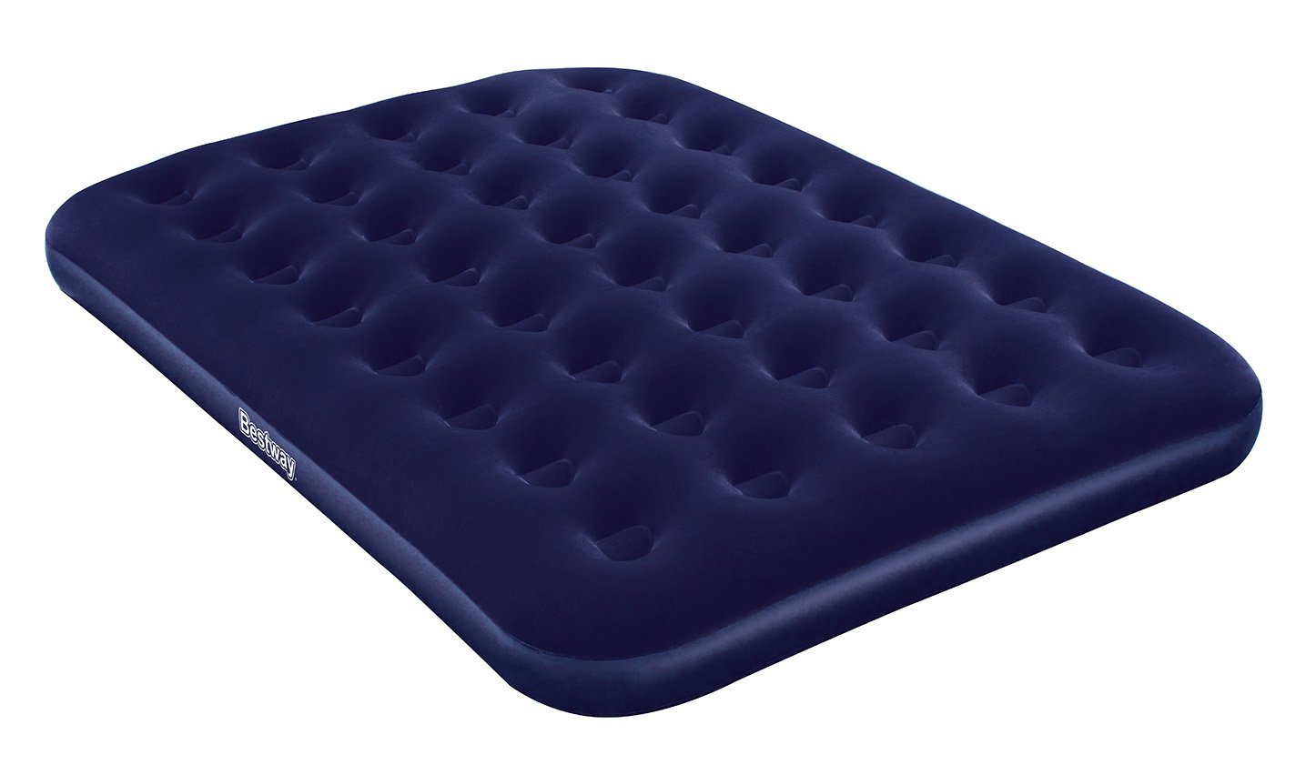 Bestway Airbeds Flocked Quick Inflation Camping Mattress with Electric Pump and Travel Bag, Blue, Double