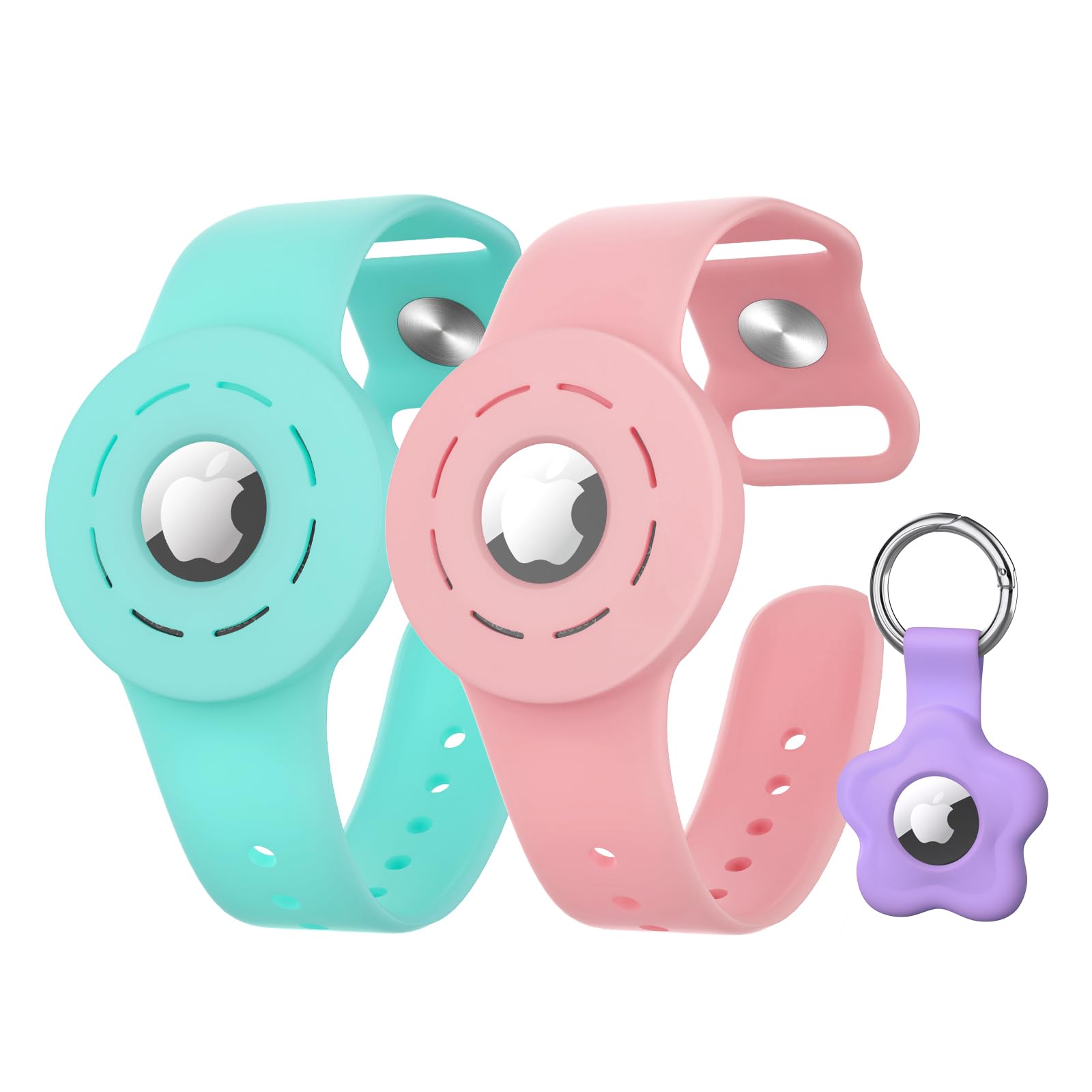 ARTCHE 2-Pack kids Watch Wristband for Apple Airtag, Silicone Bracelet Strap Compatible with Apple Air Tag 2021, Soft Adjustable Watch Band for Toddler Children Elders, with Protective Holder