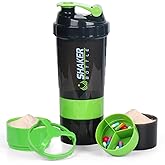 VECH Shaker Bottles for Protein Mixes Workout Shaker Leak Proof Water Bottle Non Slip 3 Layer Protein shaker Bottle with Pill