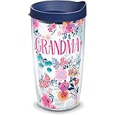 Tervis Made in USA Double Walled Dainty Floral Mother's Day Insulated Tumbler Cup Keeps Drinks Cold & Hot, 16oz, Grandma