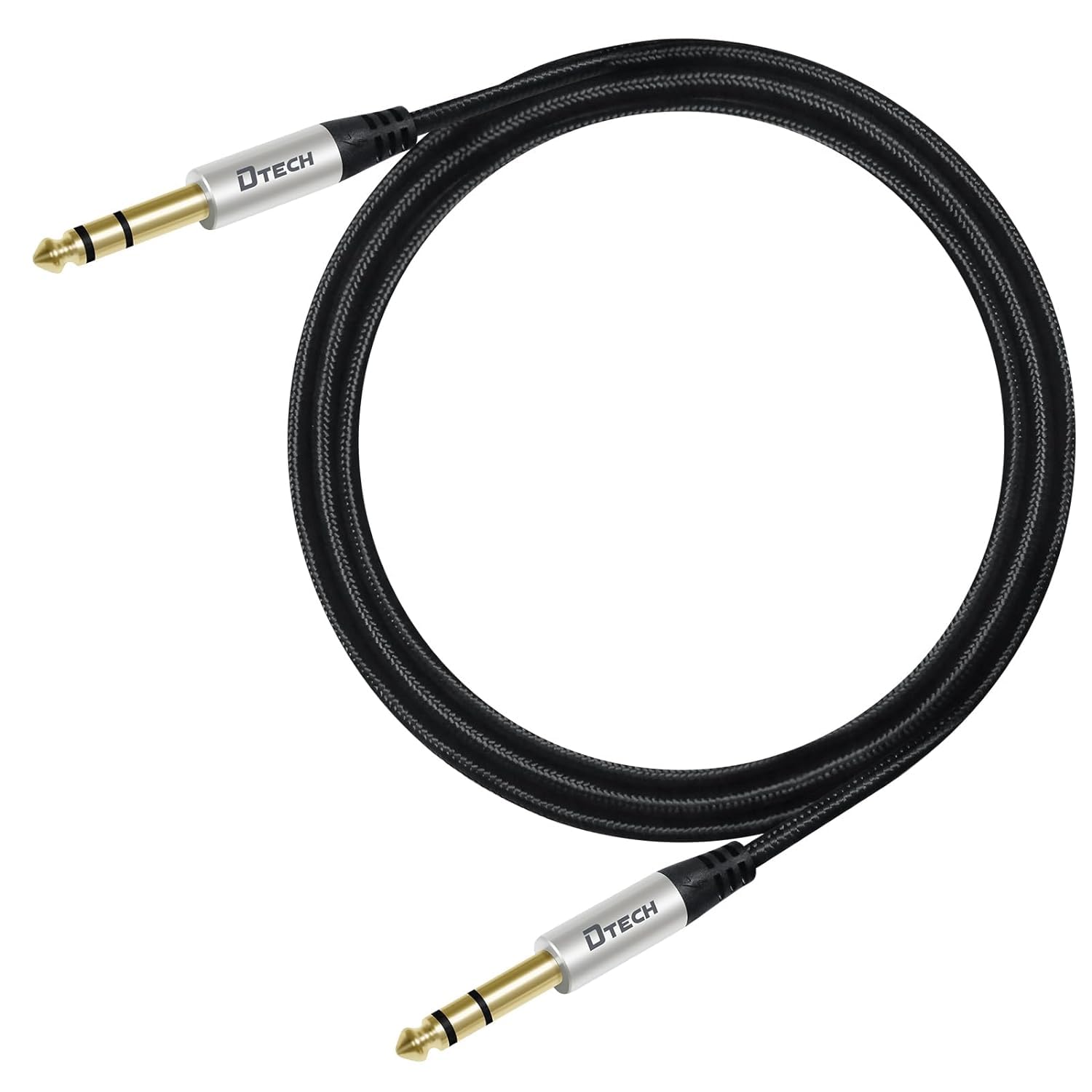 DTECH Electric Guitar Cable TRS 1/4 Instrument Cord Aux Balanced Stereo Jack Quarter Inch 6.35mm for Speakers Amplifier Bass AMP Studio Audio Monitor Mixer (1.5M)