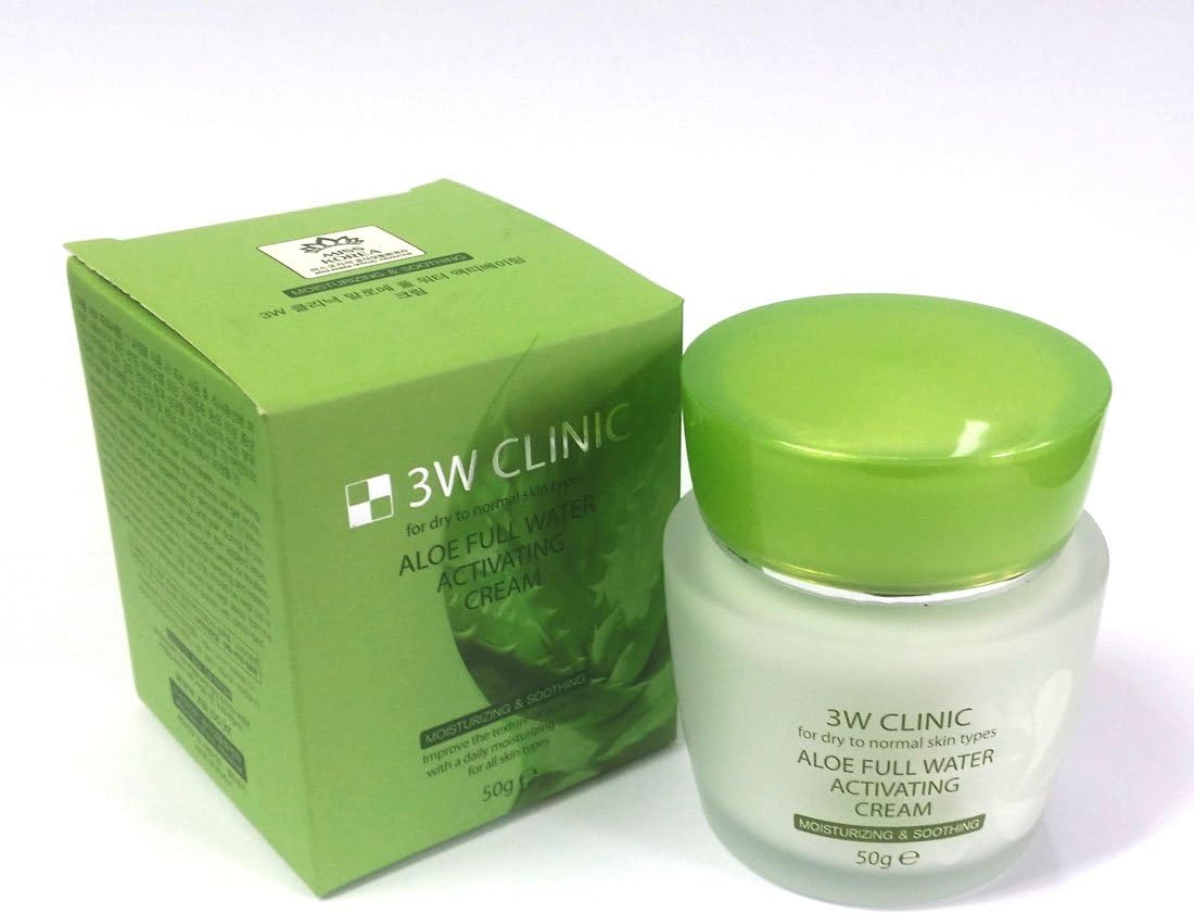 [3W CLINIC] Aloe Full Water Activating Cream 50g/chamomile,collagen/moisture/Korean cosmetics