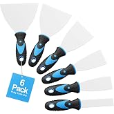 Cnnzdo 6 Pack Putty Knife Set &ndash; Stainless Steel Spackle &amp; Paint Scrapers (1", 1.5", 2", 3", 4", 5") | Flexible Metal Scraper Tools for Drywall Repair, Wallpaper Removal, Plaster &amp; Adhesive