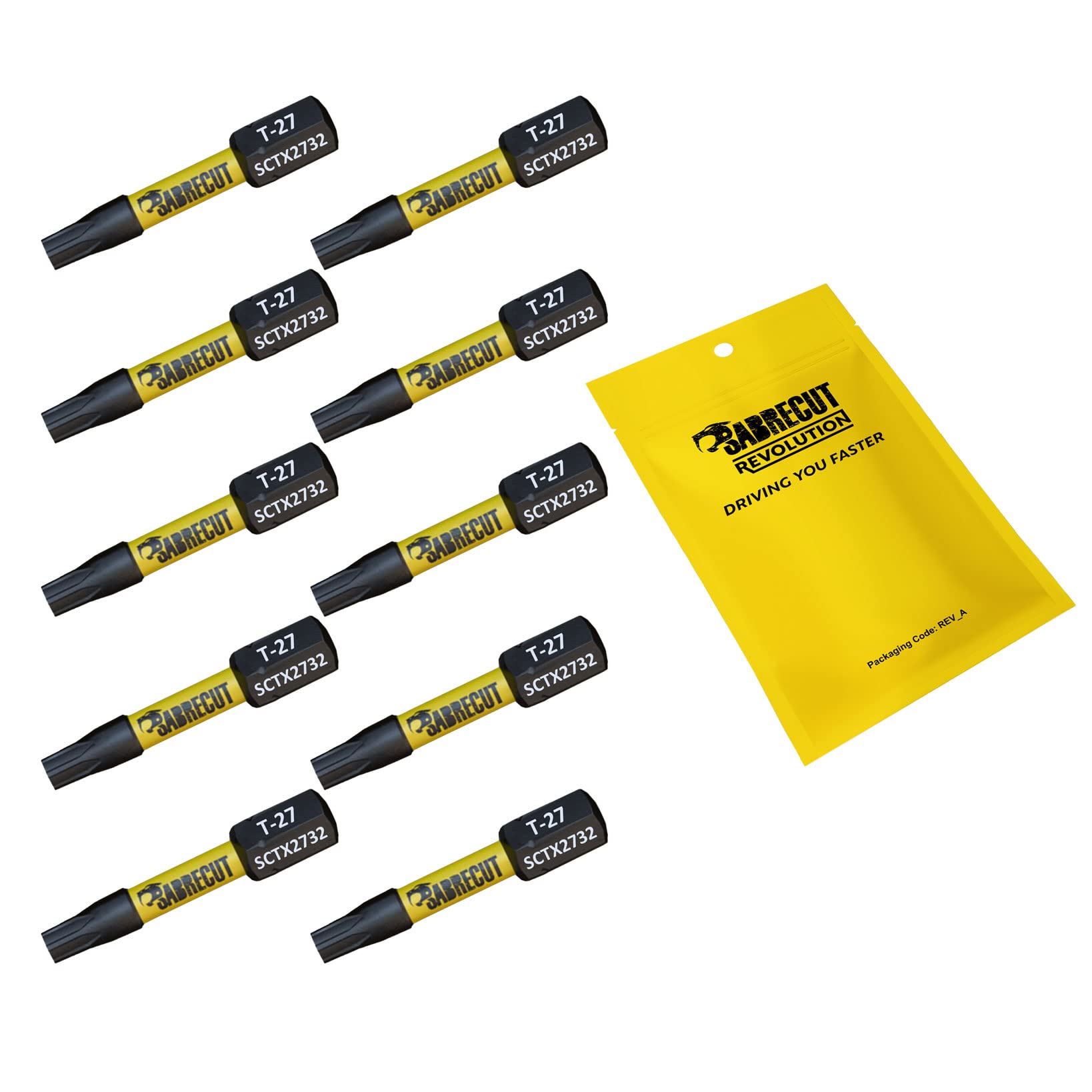 10 x SabreCut SCTX2732_10 32mm T27 TX27 Magnetic Impact Screwdriver Driver Bits Set Torx Heavy Duty