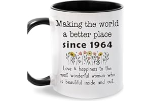 LEJIAJINW 60th Birthday Gifts for Women, Gifts for 60 Year Old Woman, Vintage 1964 Birthday Decorations for Women Turning 60, 60th Birthday Coffee Mug Presents Women