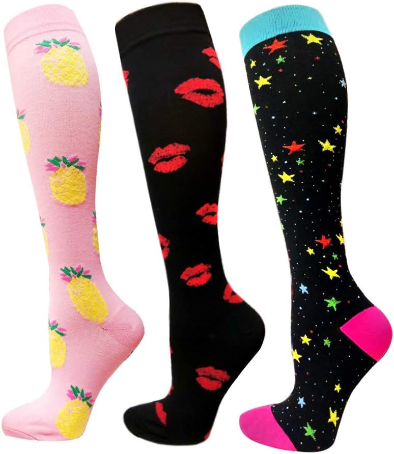 Diu Life Compression Socks for Women & Men Circulation 3 Pairs 20-25 mmHg is Best Support for Athletic Running Cycling.