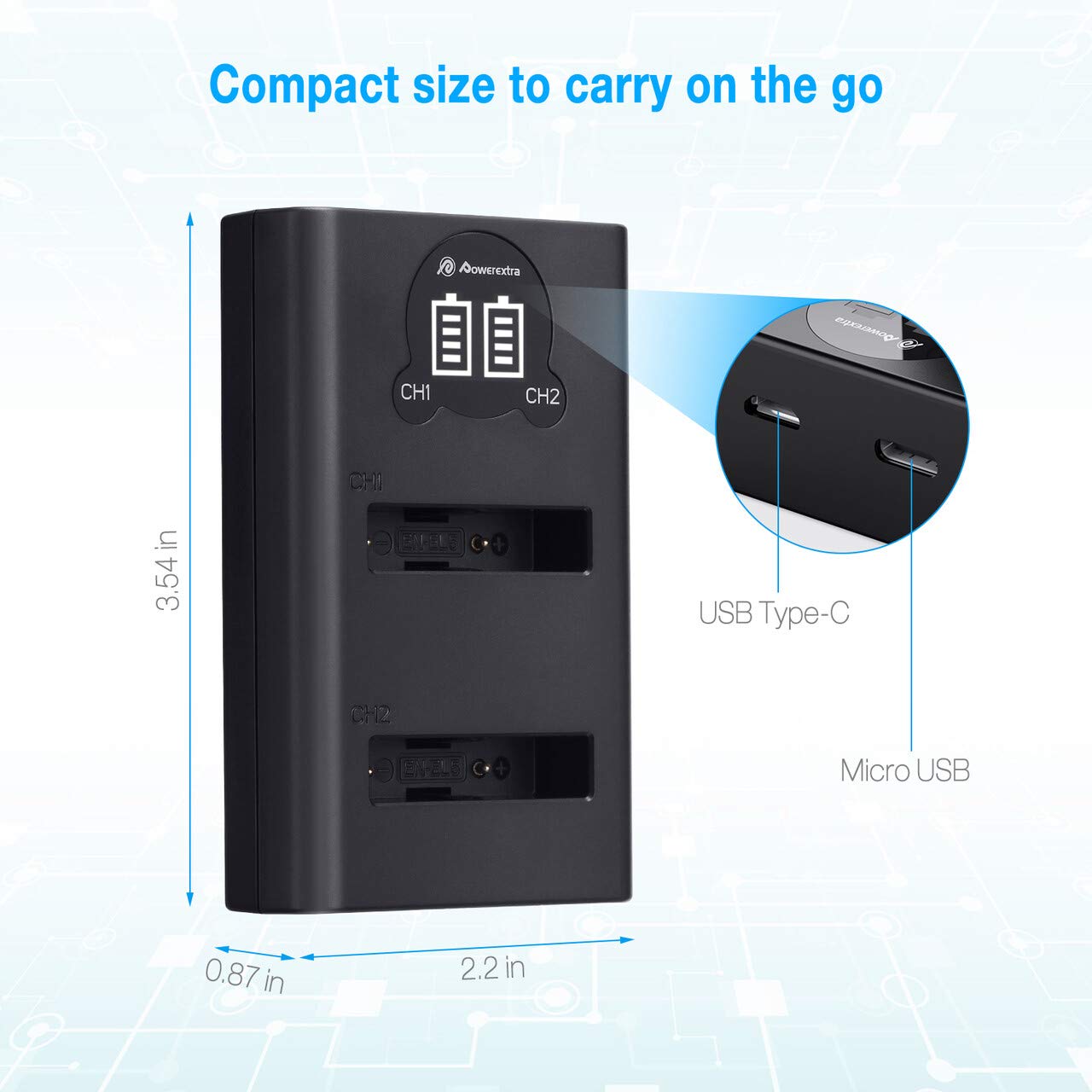 Powerextra 2 x EN-EL5 Replacement Battery and Dual LCD Battery Charger Kit for Nikon CoolPix P530, P520, P510, P100, P500, P5100, P5000, P6000, P90, P80, 4200, 5900, 7900, P3, P4, S10 Cameras