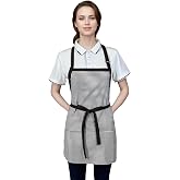 Corfully Kitchen Apron with 3 Pocket, Adjustable Server Apron, Waitress Apron with Pockets Stripes