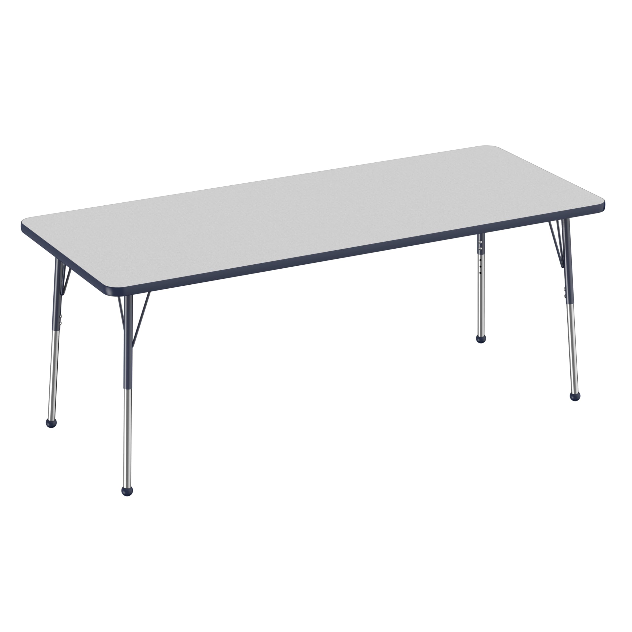 Photo 1 of ***LEGS ONLY***Factory Direct Partners FDP Rectangle Activity School and Office Table (30 x 72 inch), Standard Legs with Ball Glides, Adjustable Height 19-30 inches - Gray Top and Navy Edge