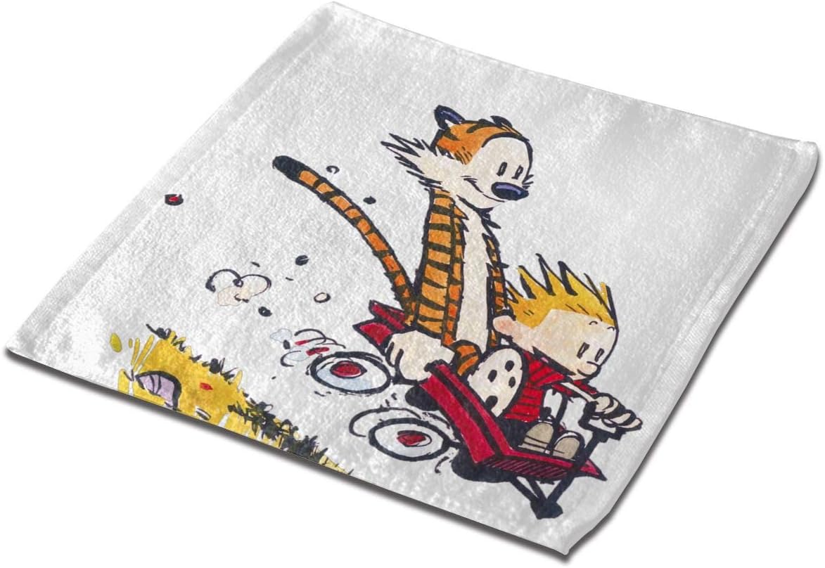 Calvin and Hobbes Classic Cloth Face Towels Mini Squares Wash Hand Towel for Kids Girl Boy Tea Parties, 13 X 13-Inch