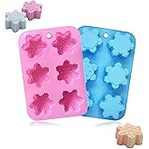 Silicone Snowflake Molds - 2 Pcs Christmas Soap Molds Non-Stick 3D Snowflake Candle Bath Bomb Molds Christmas Baking Tray Cak