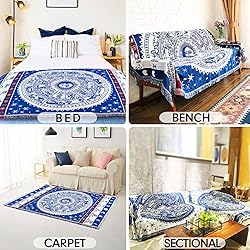 MayNest Boho Woven Throw Blanket Reversible Cotton