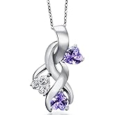 Gem Stone King 925 Sterling Silver Lab Grown Diamond and Blue Tanzanite Pendant Necklace for Women | 1.44 Cttw | Gemstone April Birthstone | Heart Shape 5MM | With 18 Inch Chain