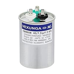 VEXUNGA 45/7.5 uF 45+7.5 MFD 370V or 440V Dual Run