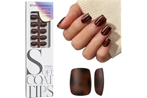 BTArtboxnails SOFTCOATTIPS Press On Nails - Tortoiseshell Extra Short Square Press On Nails, 90Pcs Salon Quality Soak Off Soft Gel Nail Tips in 15 Sizes