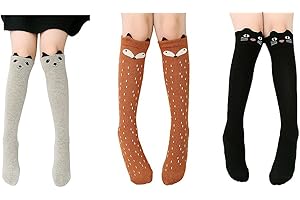 BOWKITE Girls Knee High Sock,Cotton Catroon Animal Bear Cat Fox Over Calf Stockings