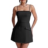 BORIFLORS Women's Sexy Spaghetti Strap Mini Dress Corset Backless A-Line Party Short Dresses