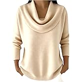 Tatumaie Cozy Sweaters for Women Knit Spring Winter Clothes Casual Loose Pullover Fashion Cowl Neck Long Sleeve Trendy Tops