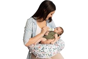 Boppy New Nursing Pillow – Pink Garden Flowers – Larger, Firmer, More Supportive Pillow for Breastfeeding & Bottle Feeding – 
