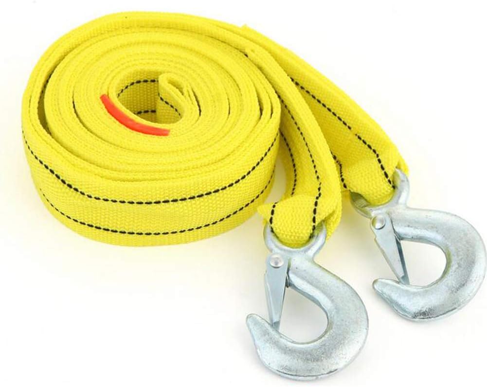 LCHENX-Towing Ropes, Car Tow Rope Straps with Hooks Emergency Off Road Towing Strap with 2 Safety Hooks Heavy Duty Towing Belt Up to 5 Tonne, 4 Meter Length (Yellow)