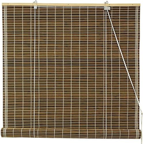 Natural Elegant Burnt Bamboo Construction Roll Up Blinds, (36"W x 72"H)