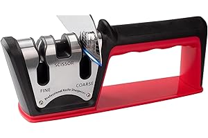 AVCNUJ 3-in-1 Knife Sharpener Tool, 3-Stage Knife Sharpening with Novelty Arc-Shape Slot to Repair, Restore, Polish Serrated & Smooth Blades, Premium Manual Kitchen Knife Sharpeners for Knives Scissors