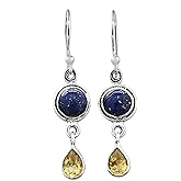 NOVICA Artisan Handmade Dangle Earrings .925 Sterling Silver India Fortune Birthstone