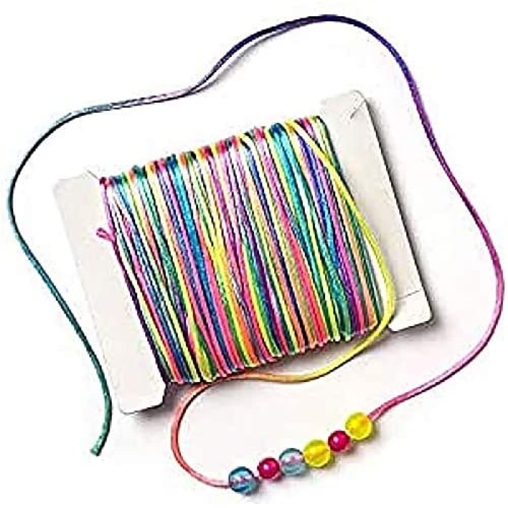 Baker Ross EV1437 Rainbow Beading Cord, Perfect for Children to Make Bracelets, Necklaces and More, Ideal for Home Projects, Classwork or Craft Group Activities (Pack of 20m Reel)