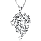 LWXIE Diamond Lion Necklace for Women 925 Sterling Silver Lion Head Pendant with Lab Grown Diamond Jewelry Gifts for Her