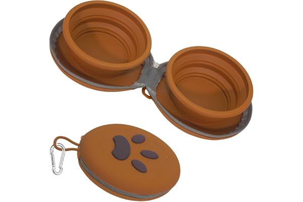 Collapsible Dog Bowl, Portable Travel Dog Bowl with Carabiner, 2-in-1 Dog Water Bowl for Camping Hiking, Foldable Silicone Pe