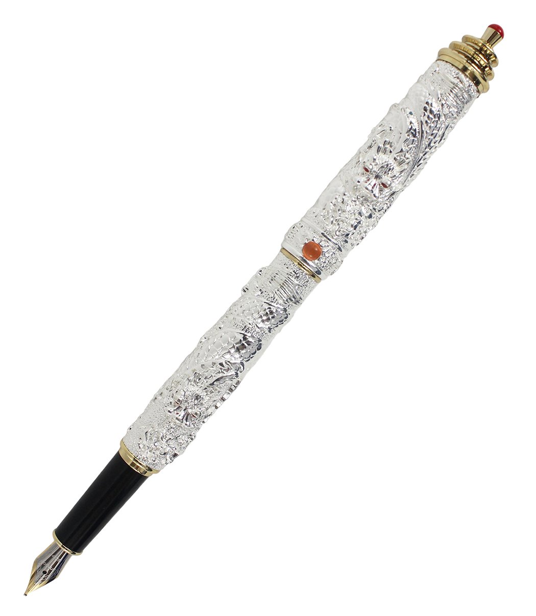 Abcsea Classical Chinese Dragon Fountain Pen Temple of Heaven - Silver
