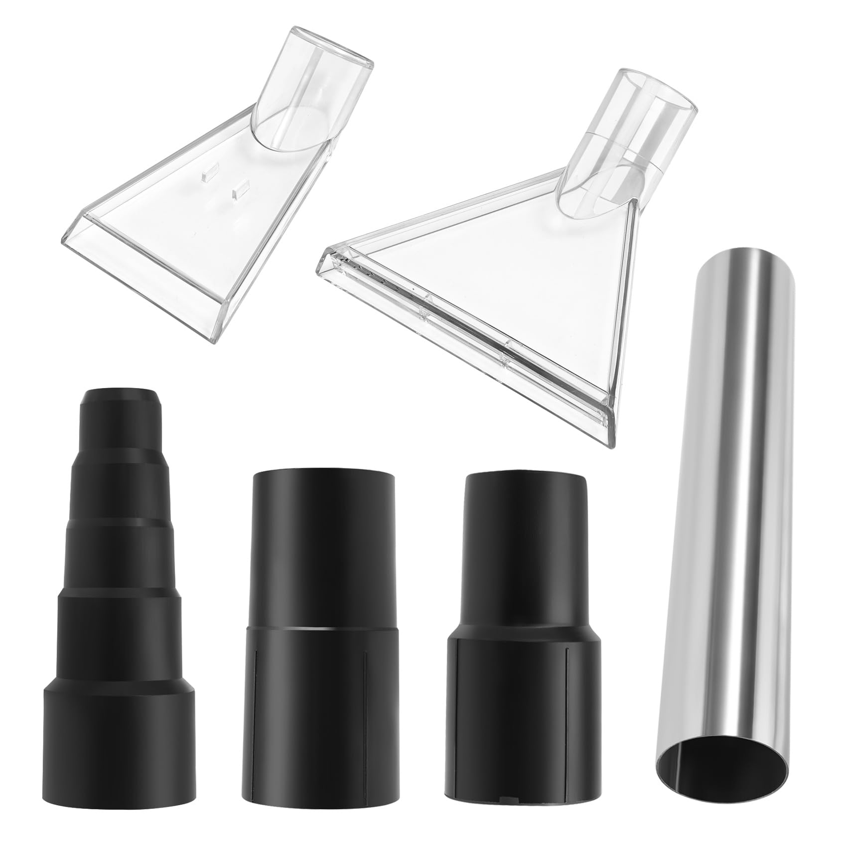CosyCaya Universal Vacuum Nozzle for Attachments, 2 Portable Transparent with 3 Connectors Shatter Proof Sofa Carpet Cleaning Nozzle Wet/Dry Vacuum Carpet Cleaner Spare Parts