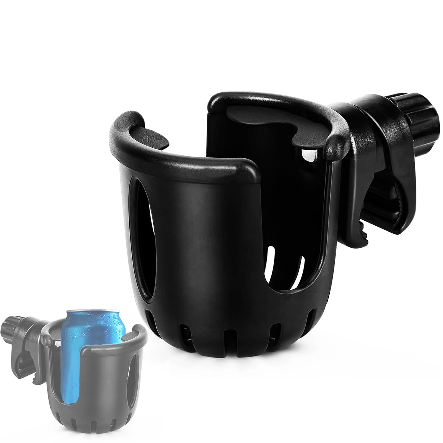 Photo 1 of Marine Rail Cup Holder with 360 Degree Rotation Adjustable Clamp,Clamp Mount Cup Holder No Drilling for Jon Boat, Pontoon Boat,Bimini Top Hardware.