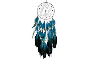 AWLEE Blue Dream Catchers Luminous Dream Catcher for Boys Girls Kids Bedroom Handmade Nature Feather Decor Wall Hanging