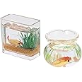 Kisangel 2pcs Miniature Fish Bowl Fish Tank Mini Fish Tank Accessories (The Color of Fish is Random)