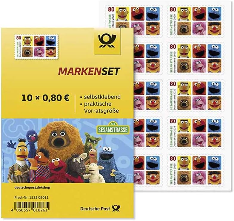 Merkenset Sesamstrasse Postzegel Voor 0 80 10 Delige Set Amazon De Burobedarf Schreibwaren