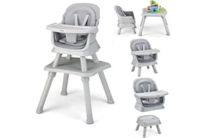 INFANS 8 in 1 Baby High Chair, Convertible Highchair for Babies and Toddlers, Infant Dining Booster Seat, Building Block Table, Kids Stool Table Chair Set with Removable Tray